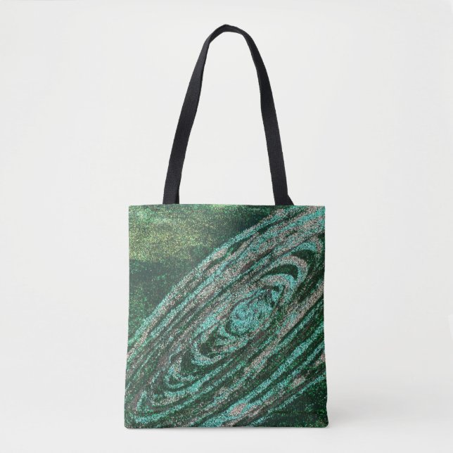 Sac fourre-tout de galaxie verte à fleurs Lotus (Devant)