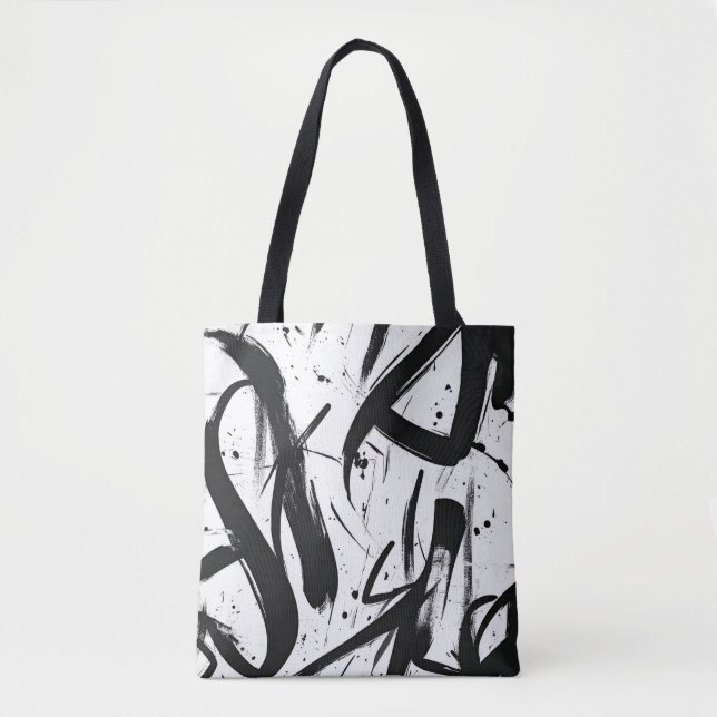 Sac fourre-tout de graffiti Abstrait - Gras noir e (Devant)