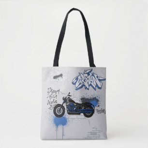 Sac fourre-tout de graffiti bleu et gris de moto