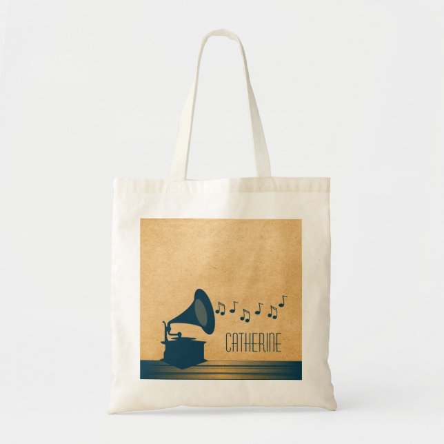 Sac fourre-tout de Gramophone Vintage bleu (Devant)