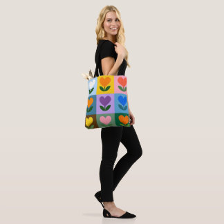 Sac fourre-tout de grille de couleur florale