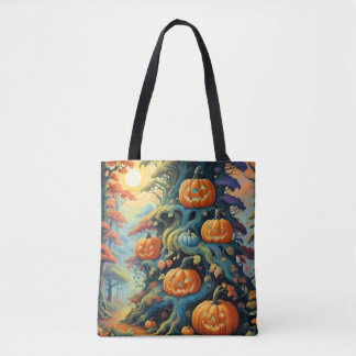 Sac fourre-tout de Halloween forêt de citrouilles