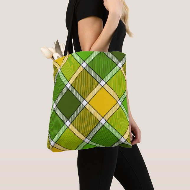 Sac fourre-tout de Jacquard jaune vert (De près)