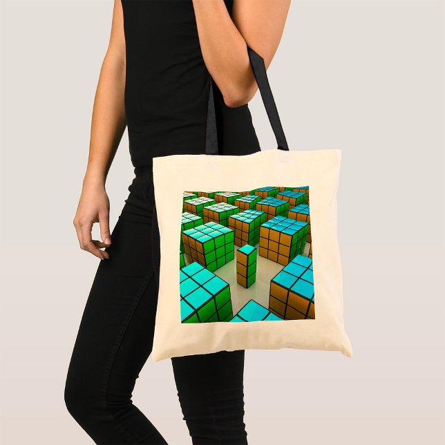 Sac fourre-tout de jeu de puzzle de cubes géométri (Créateur téléchargé)