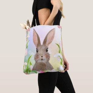 Sac fourre-tout de lapin de lapin mou à l'aquarell