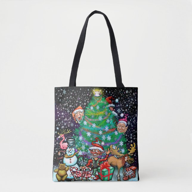 Sac fourre-tout de l'arbre de Noël et du minet (Devant)