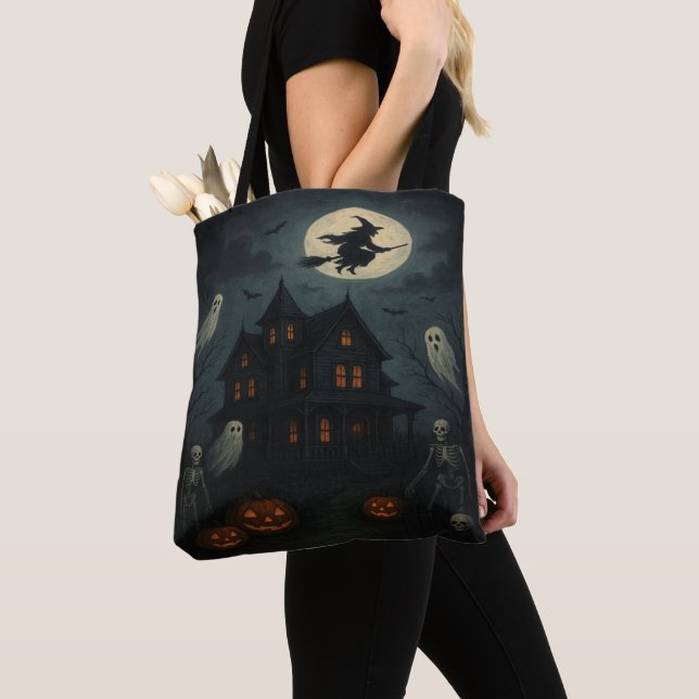 Sac fourre-tout de maison hantée d'Halloween (De près)