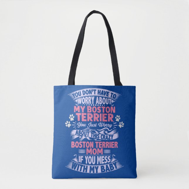 sac fourre-tout de maman "Boston Terrier". (Devant)