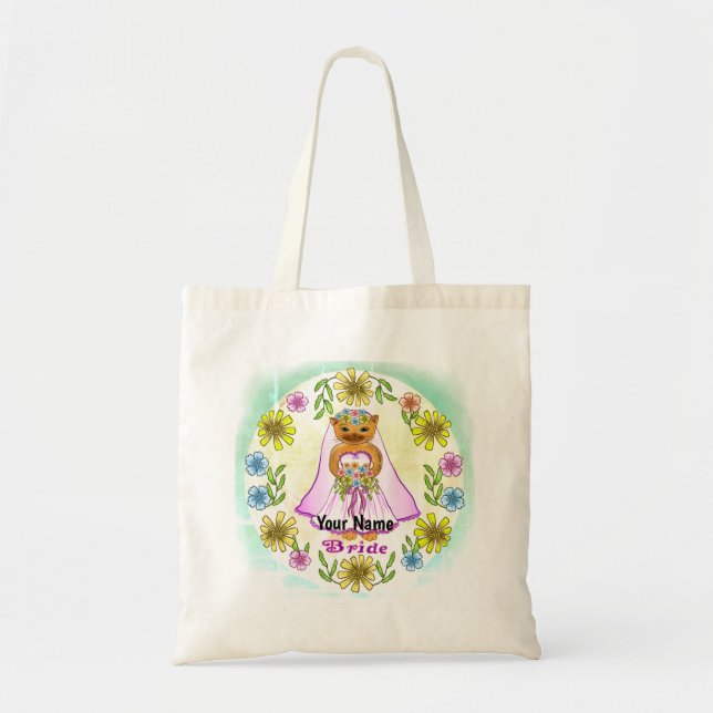Sac fourre-tout de mariage Chat Mariée Floral (Devant)