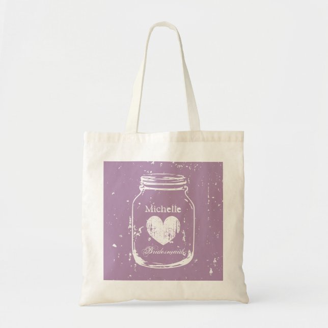 Sac fourre-tout de mariage en pot de mason violet  (Devant)
