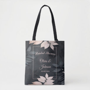 Sac fourre-tout de mariage floral noir et doré