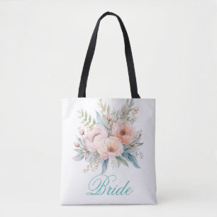 Sac fourre-tout de mariée à fleurs aquarellées per