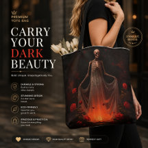 Sac fourre-tout de mariée squelette gothique sombr