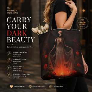 Sac fourre-tout de mariée squelette gothique sombr