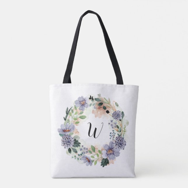 Sac fourre-tout de monogramme de couronne de fleur (Dos)