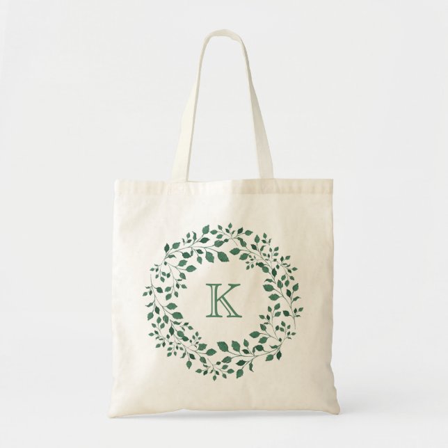 Sac fourre-tout de monogramme de couronnes vertes  (Devant)