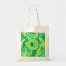 Sac fourre-tout de monogramme de palme tropical