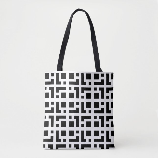 Sac fourre-tout de Motif de Maze noir et blanc en  (Devant)