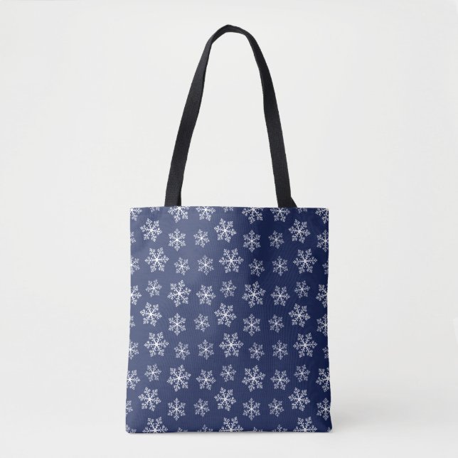 Sac fourre-tout de Motif de snowflake Navy (Devant)