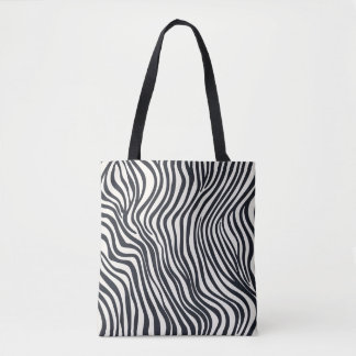 Sac fourre-tout de Motif en bande Zebra noir et bl