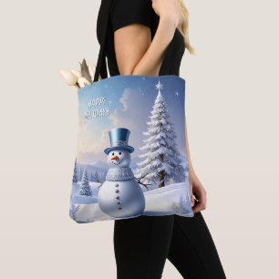 Sac fourre-tout de Noël bonhomme de neige chapeau