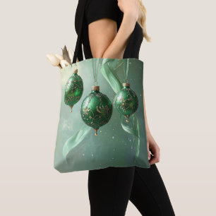 Sac fourre-tout de Noël boule verte pour les fêtes