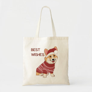 Sac fourre-tout de Noël Corgi en pull rouge