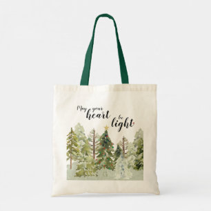 Sac fourre-tout de Noël de la forêt d'aquarelle ve