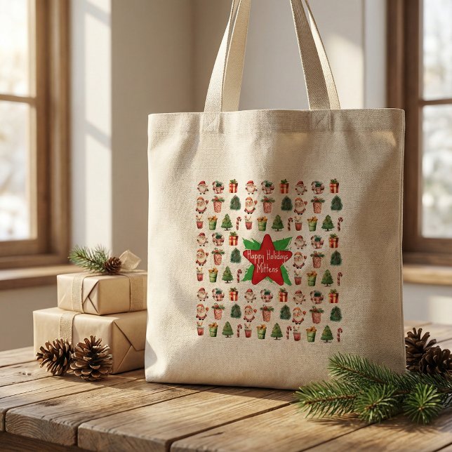 Sac fourre-tout de Noël écriture moderne rustique (Créateur téléchargé)