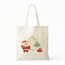 Sac fourre-tout de Noël Merry & Bright Cute Santa