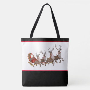 Sac fourre-tout de Noël Père Noël et Sleigh