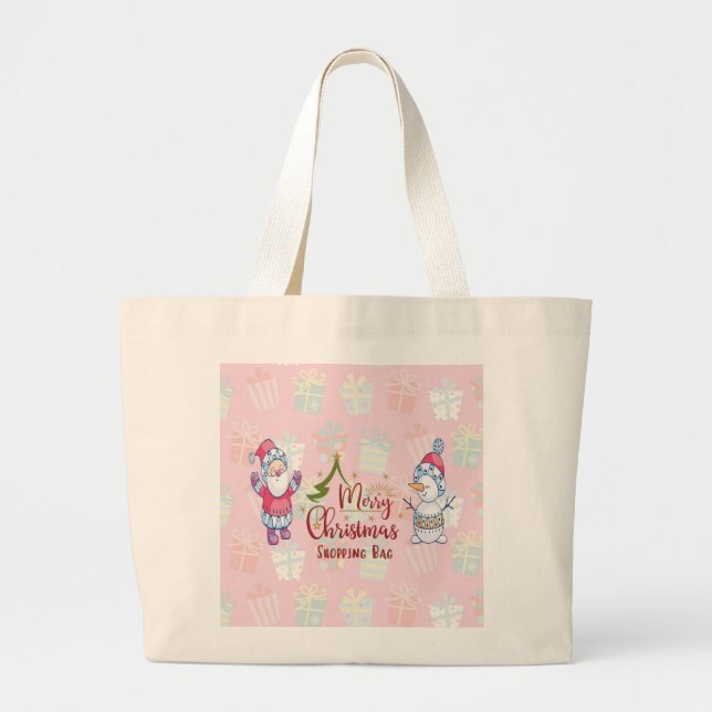 Sac fourre-tout de Noël Père Noël & Snowman (Devant)