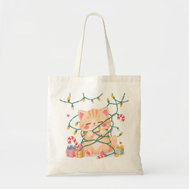 Sac fourre-tout de Noël pour chaton emmêlé (Devant)