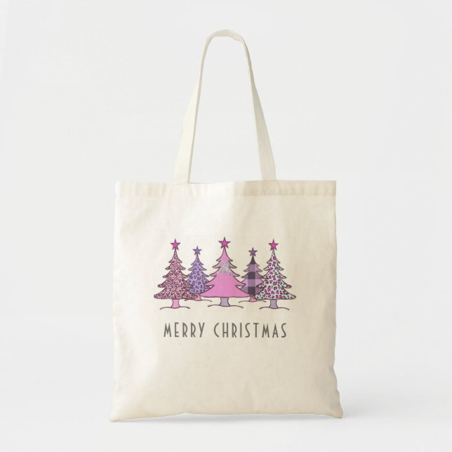 Sac fourre-tout de Noël rose et violet (Devant)