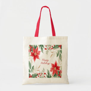 Sac fourre-tout de Noël Rouge Poinsettia