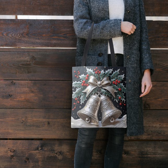 Sac fourre-tout de Noël Silver Bells et Holly (Créateur téléchargé)