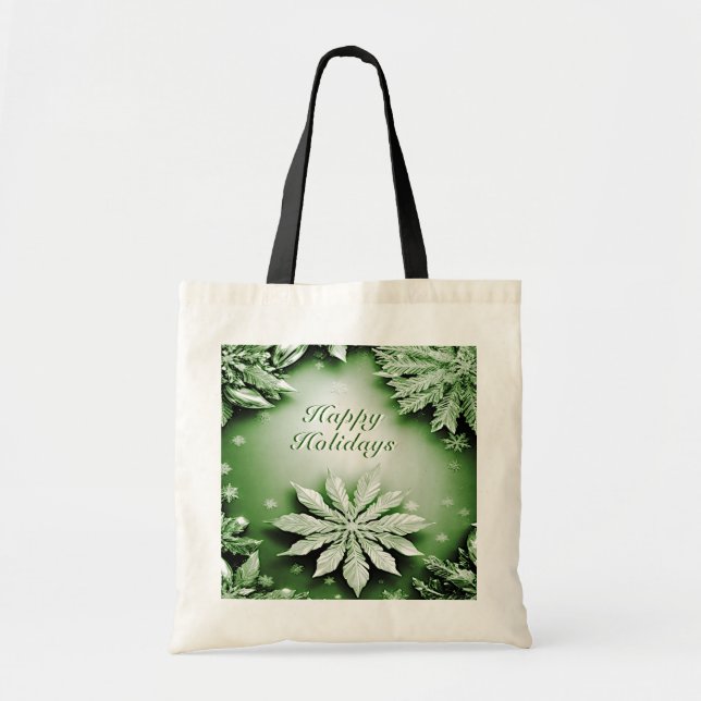 Sac fourre-tout de Noël vert Floral (Devant)