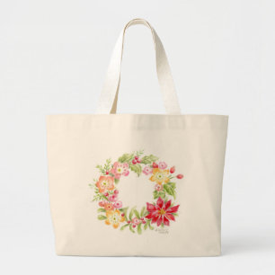 Sac fourre-tout de Noël Watercolor Wreath