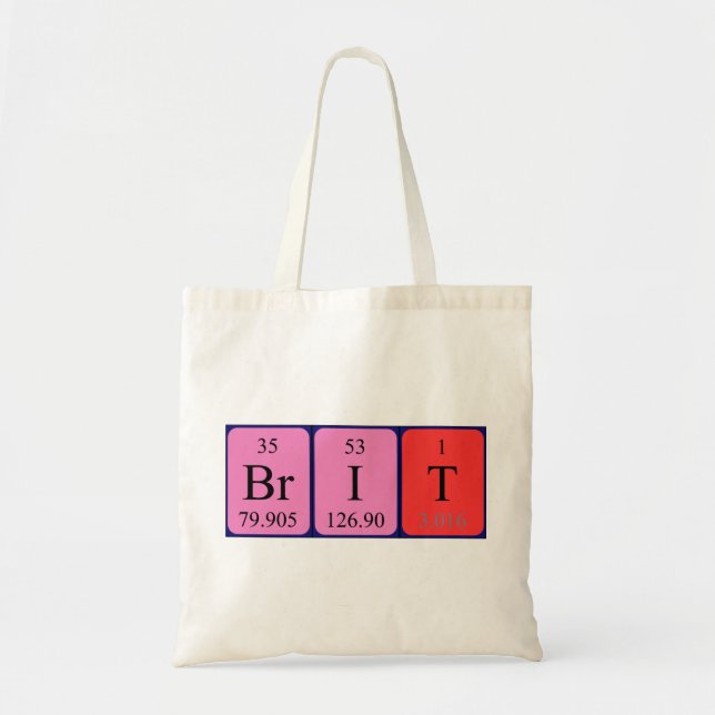 Sac fourre-tout de nom de table périodique Brit (Devant)