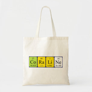 Sac fourre-tout de nom de table périodique coralin