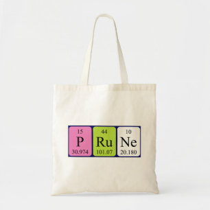 Sac fourre-tout de nom de table périodique de prun