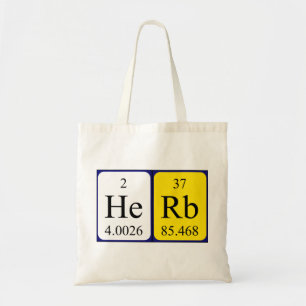 Sac fourre-tout de nom de table périodique Herb