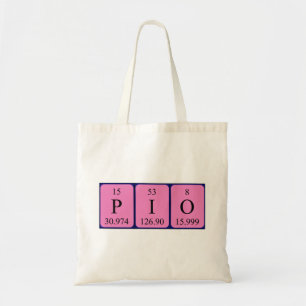 Sac fourre-tout de nom de table périodique Pio
