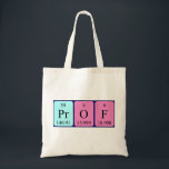 Sac fourre-tout de nom de table périodique Prof<br><div class="desc">Prof décrit comme Pr O F (Praseodymium Oxygen Fluorine) sur un sac pour le scientifique en vous.</div>