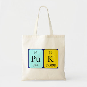 Sac fourre-tout de nom de table périodique Puk