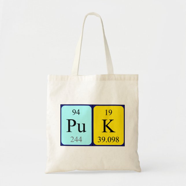 Sac fourre-tout de nom de table périodique Puk (Devant)