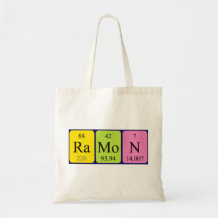 Sac fourre-tout de nom de table périodique Ramon