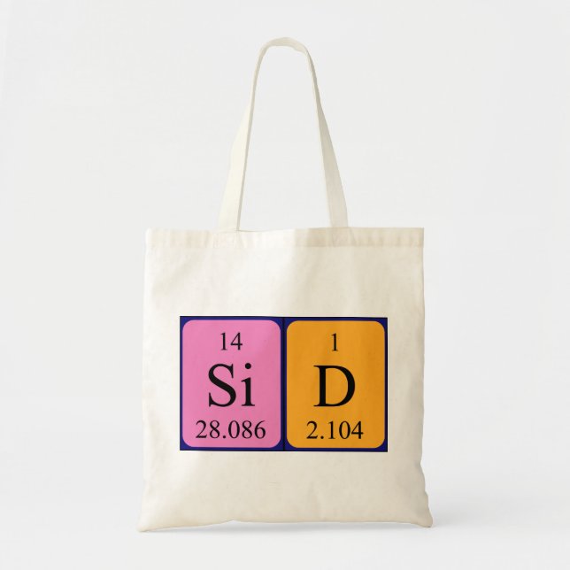 Sac fourre-tout de nom de table périodique Sid (Devant)