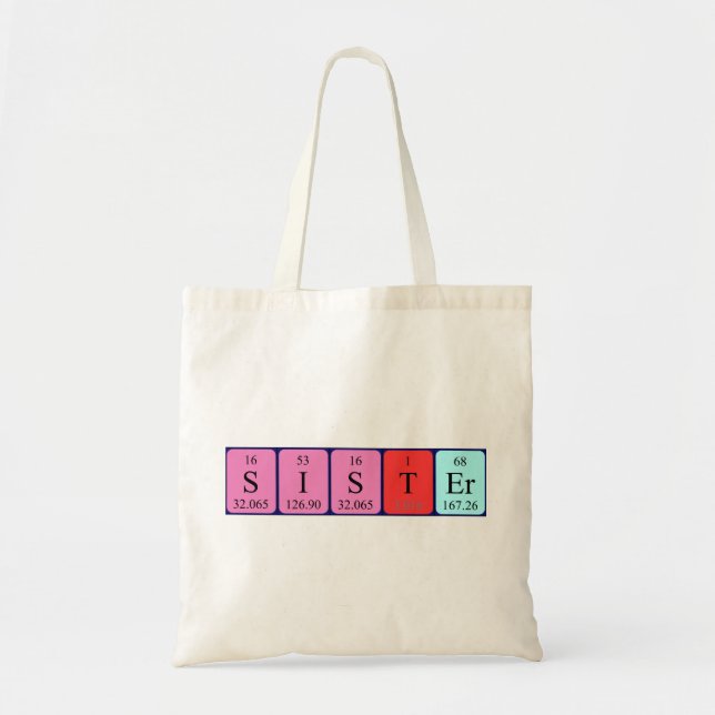 Sac fourre-tout de nom de table périodique soeur (Devant)