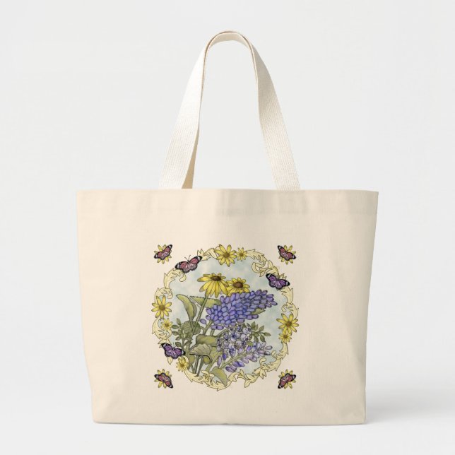 Sac fourre-tout de nom personnalisé Spring Flowers (Devant)